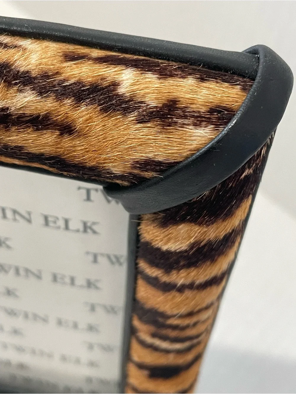 Twin Elk Faux Tiger Fur Picture Frame 4 x 6 Photo Tan Brown Retail $47 NWT